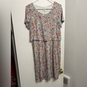 J. Jill Blue Floral Midi Dress